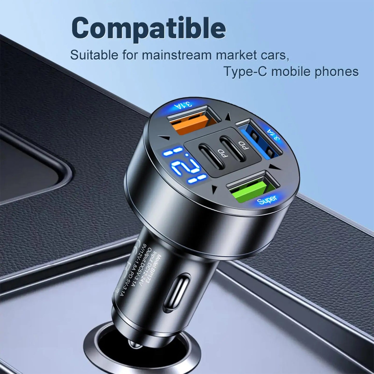 Dual-Port USB-C Fast Car Charger
