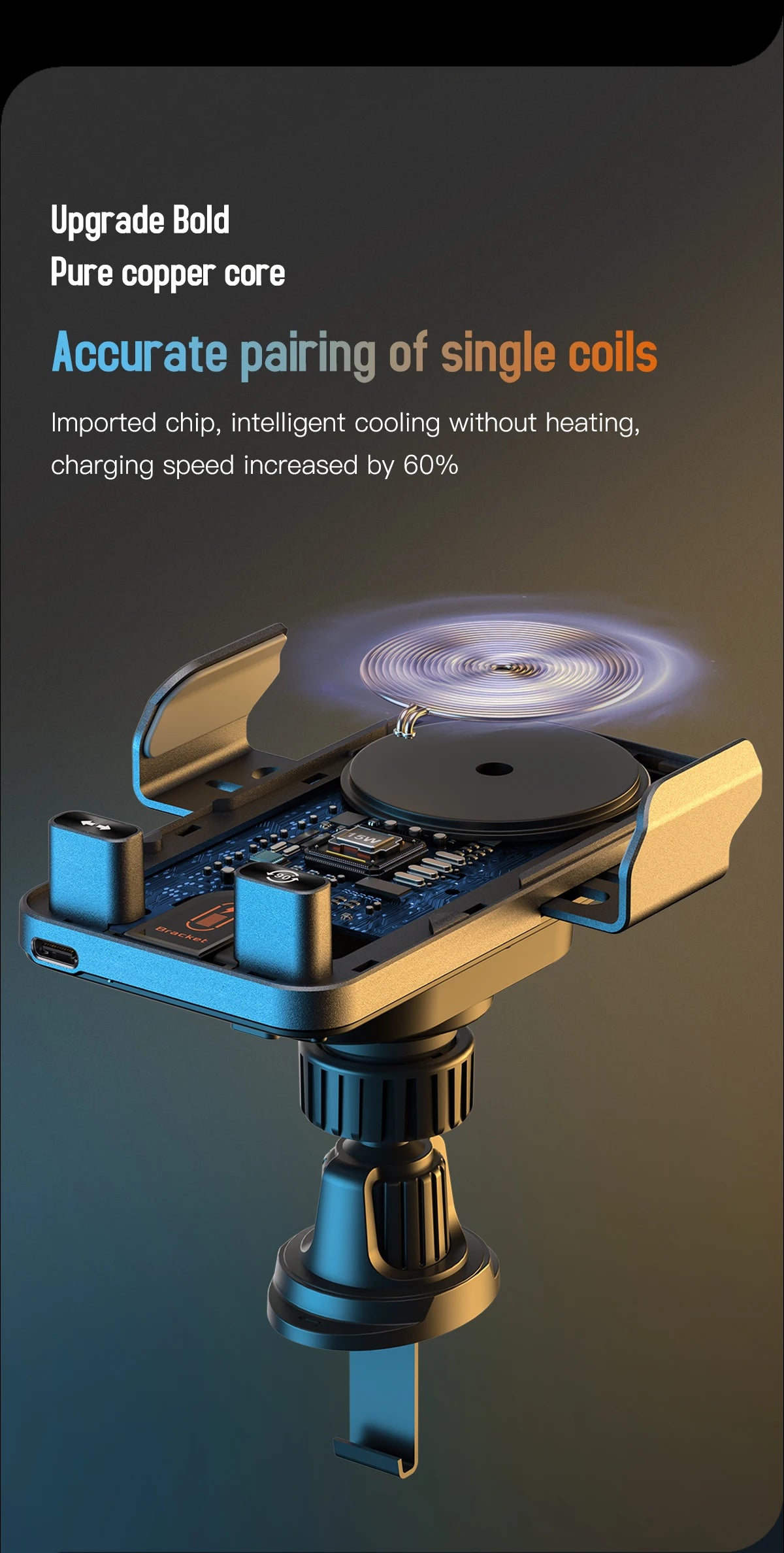 15W Wireless Charging Phone Mount - Premium