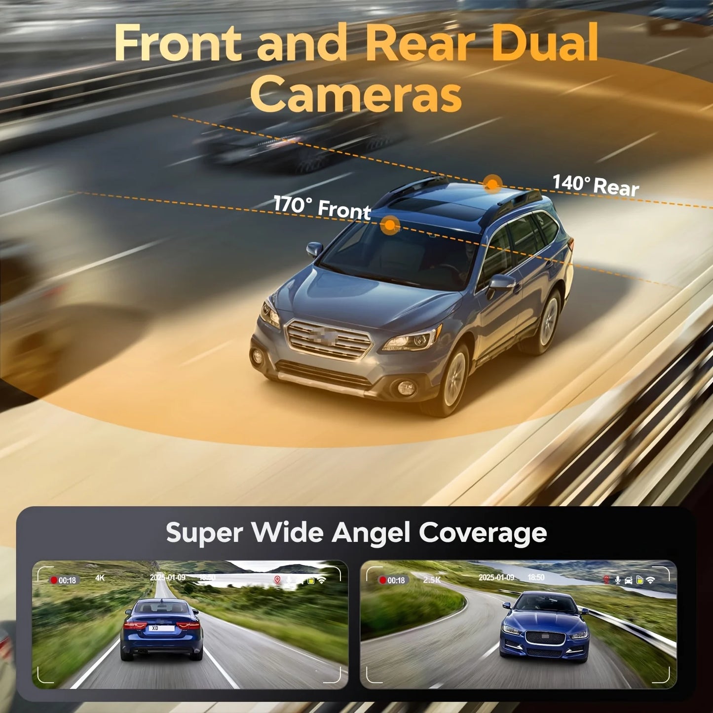 Premium 4K Dual Dash Cam Front & Rear