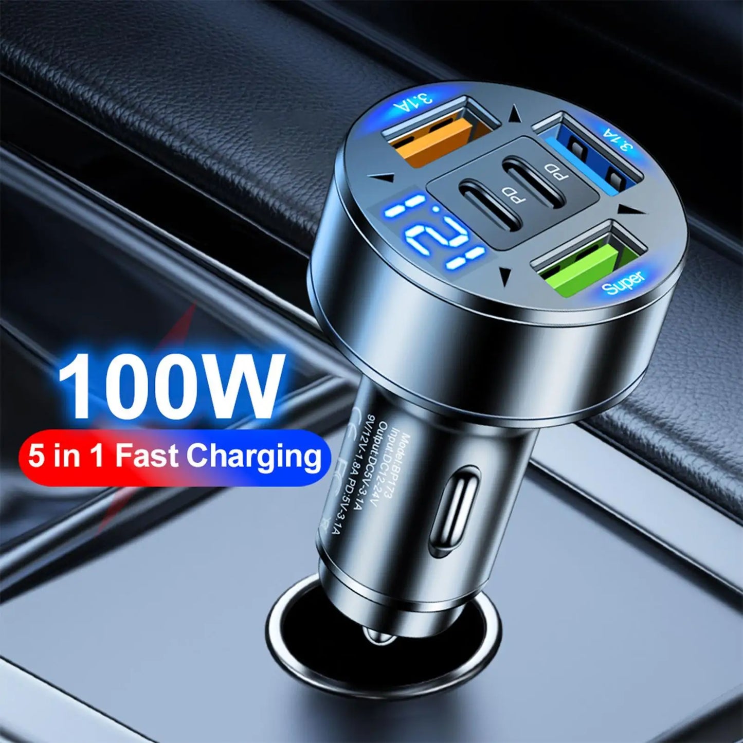 Dual-Port USB-C Fast Car Charger