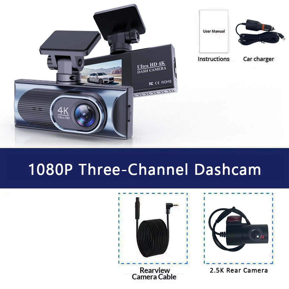 Premium 4K+2.5K Dual Dash Cam with WiFi