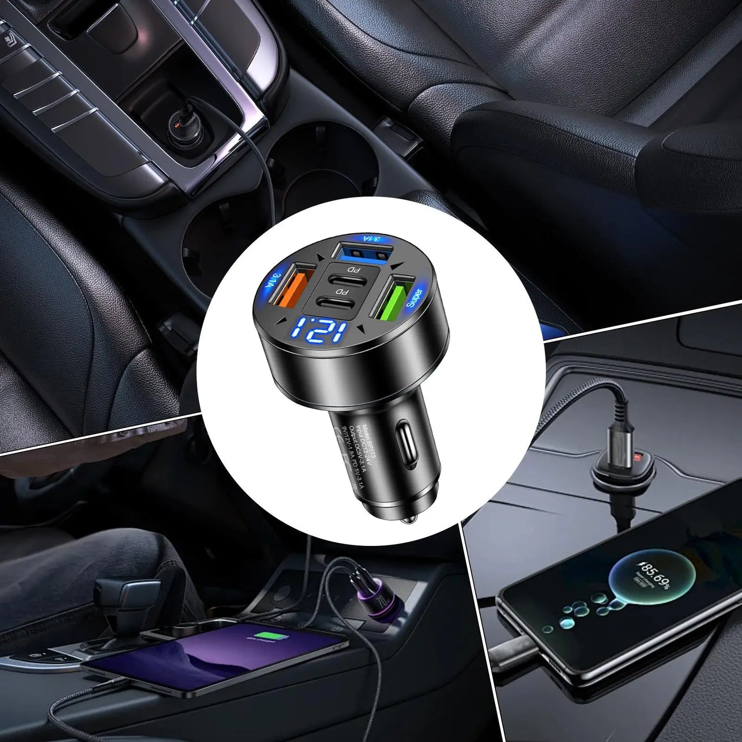 Dual-Port USB-C Fast Car Charger