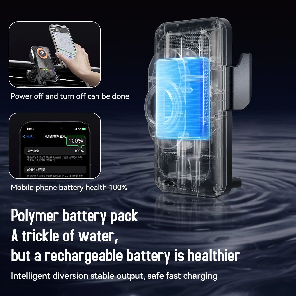 15W Wireless Charging Phone Mount - Premium