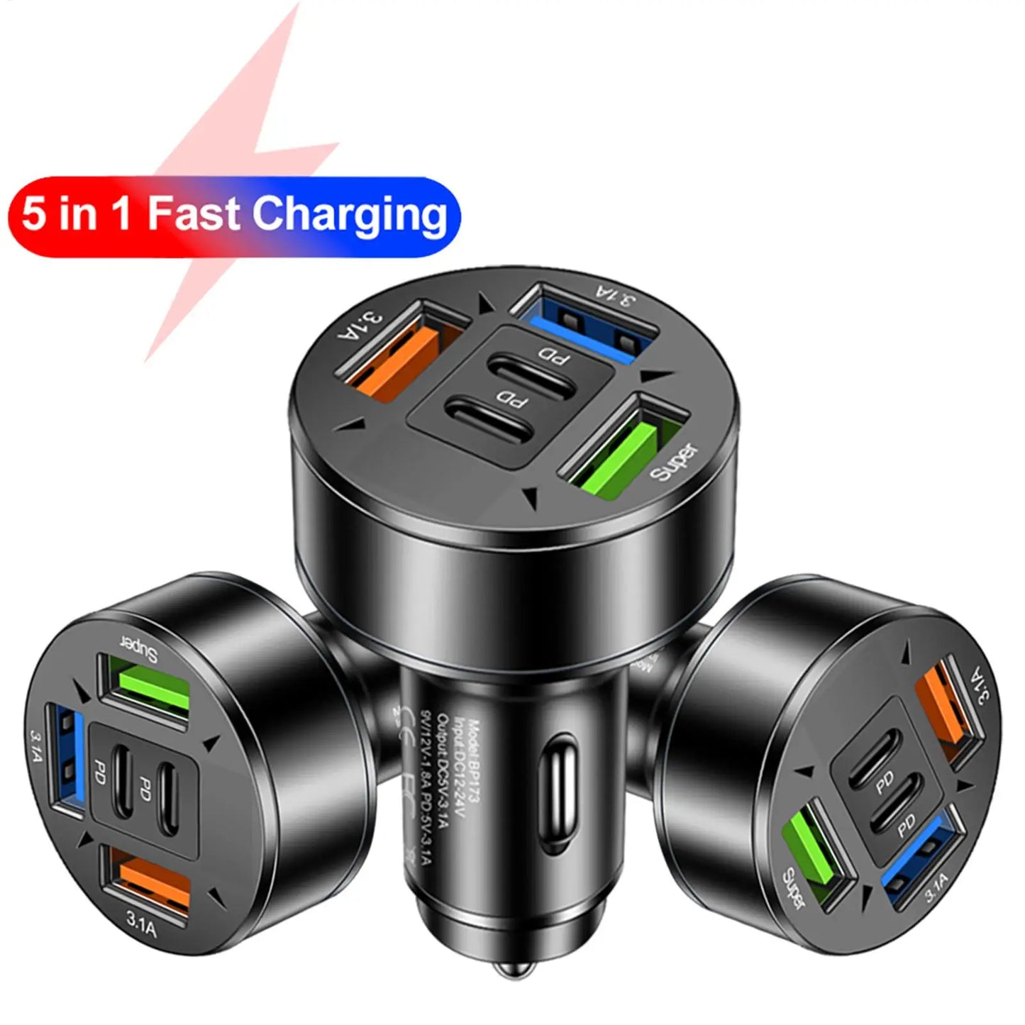 Dual-Port USB-C Fast Car Charger