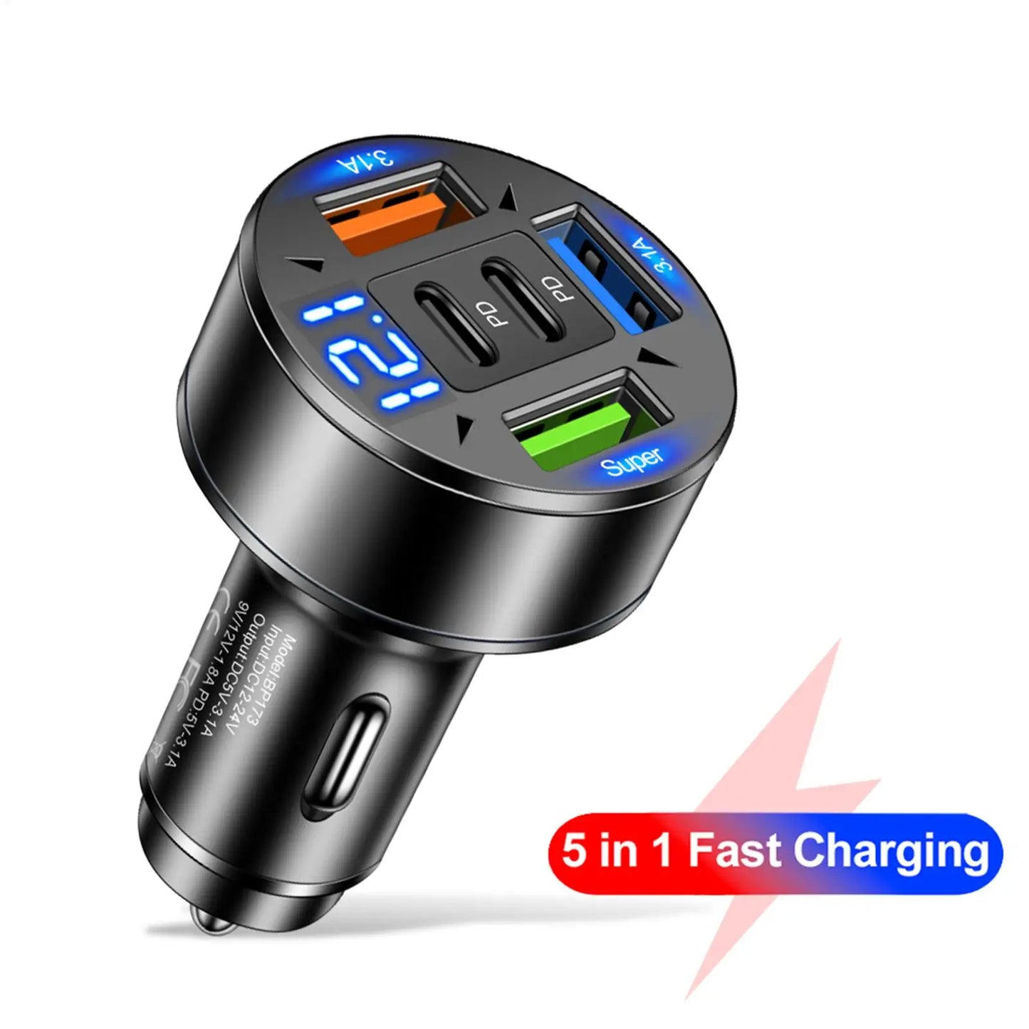 Dual-Port USB-C Fast Car Charger